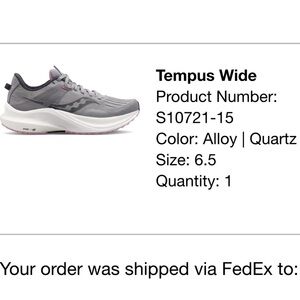 Saucony Tempus Wide Alloy/Quartz Gray Running Shoes with Pink Accent